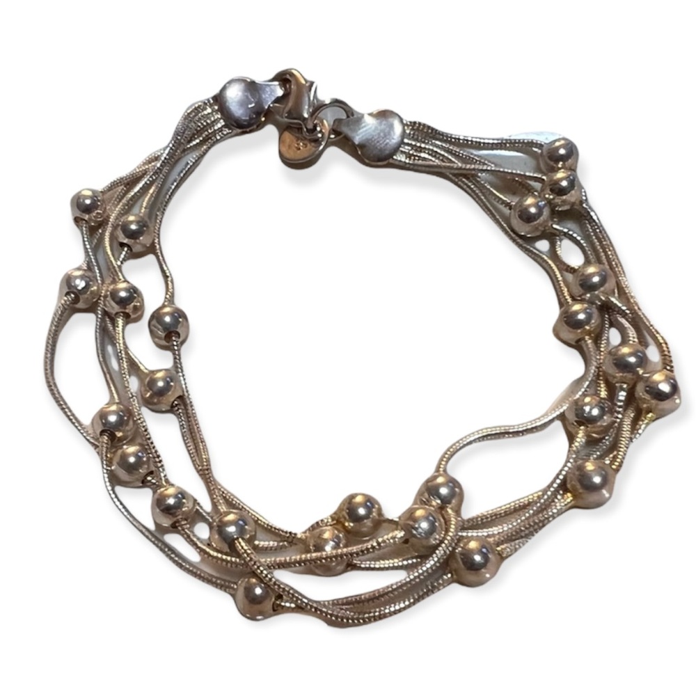 925 Silver Multi-Strand Bauble Accent Bracelet